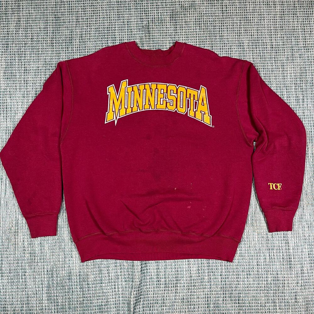 Vintage Minnesota TCF Maroon Pullover Crewneck Sweater Adult Sz XL Preowned